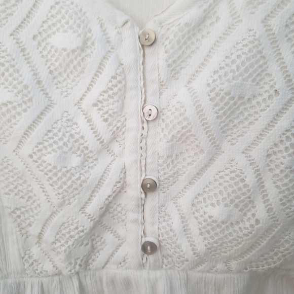 White Boho Long Sleeve Peasant Top Medium - Picture 11 of 14